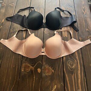 Warner’s Bra Lot (2) | 36C | Black + Nude | EUC